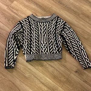 Express XS Black and White Patterned Sweater
